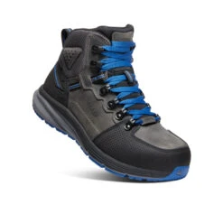 Keen Men's Red Hook Waterproof Boot (Carbon-Fiber Toe) | Steel Grey/Bright Cobalt -Shoe Boutique Shop fc682095a8e9c78b0fd50473432ee839e3ab51ca